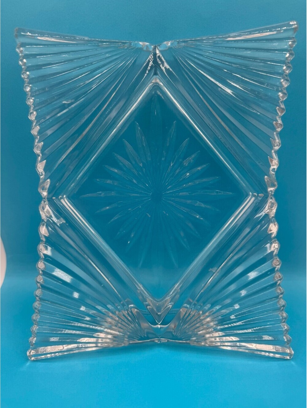 Mikasa Starlet Clear Glass 5x7 Standing Picture Frame Art Deco Starburst VTG